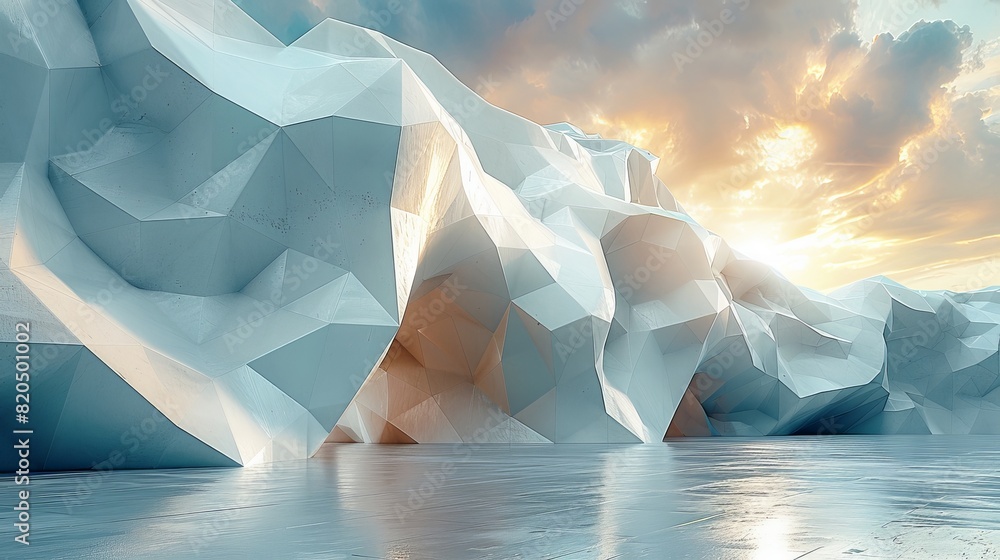 Poster abstract geometric asymmetrical 3d rendering background generative ai