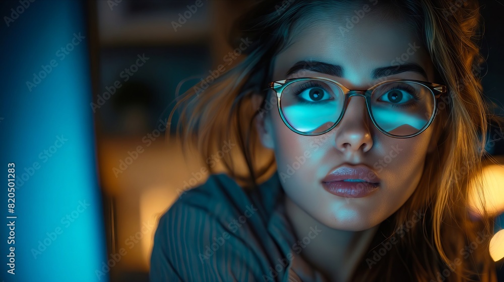 Canvas Prints A woman with glasses looking at the camera.