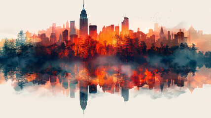Fototapeta premium Building projects come alive with double exposure graphic design, showcasing the synergy of technology and creativity,generative ai