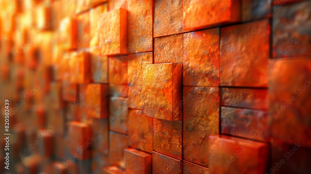 Poster orange abstract background created by squares lined up neatly.