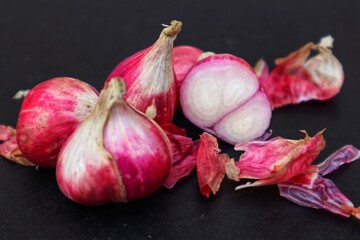 Raw red onion close up.