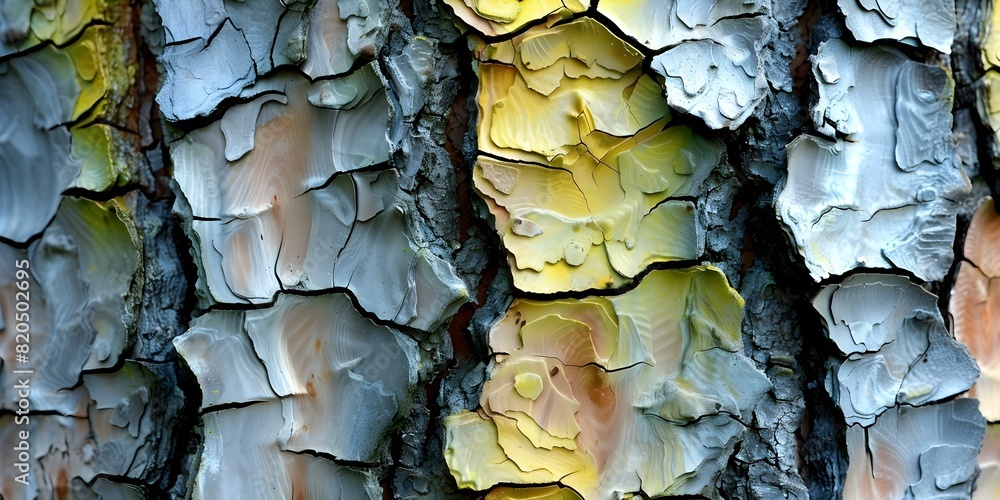 Poster macro photo of tree bark with detailed texture and patterns visually captivating. concept nature pho