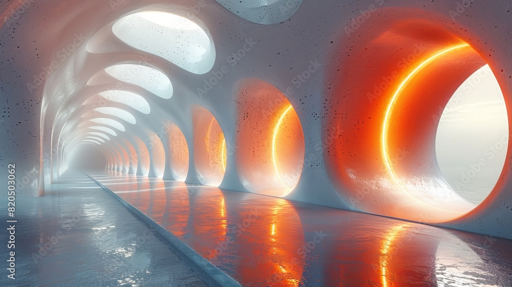 Poster abstract geometric architecture asymmetrical 3d rendering background generative ai