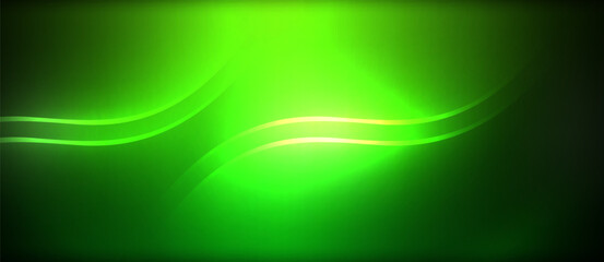 Neon glowing circle rays, light round lines in the dark, planet style neon wave lines. Energetic electric concept design for wallpaper, banner, background