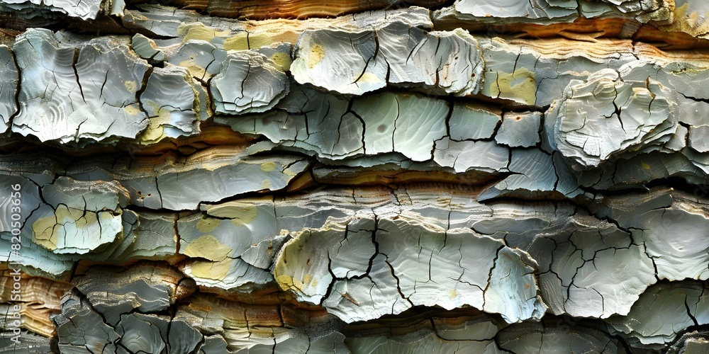 Wall mural Captivating macro photography of tree bark showcasing intricate textures and patterns. Concept Macro Photography, Tree Bark, Textures, Patterns, Nature Art - Wall murals