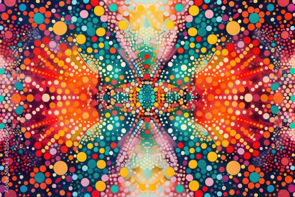 Wall mural symmetrical composition of dots in a delightful burst of color.