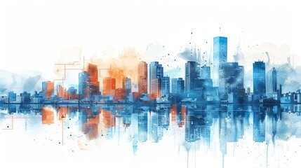 Obraz premium Cityscape of Miami in watercolor.