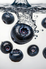 blueberries falling into water