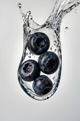 blueberries falling into water