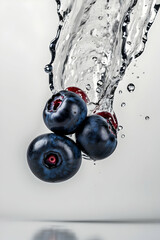 blueberries falling into water