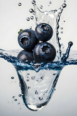 blueberries in splash