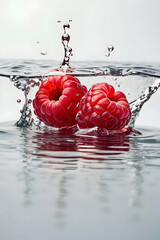 raspberry in water splash