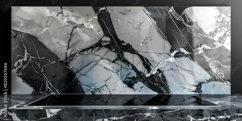 Poster marble countertop with black background for product display mockups. concept product display, marble