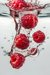 raspberry in water splash
