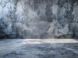 A large grey wall with a large hole in it. The wall is empty and has no decoration