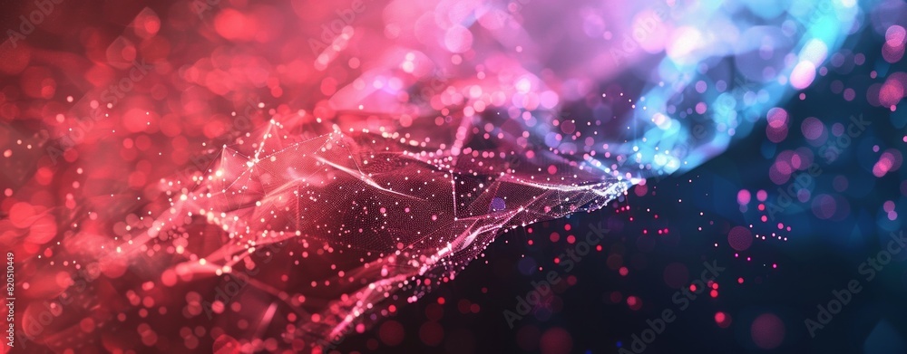 Aufkleber abstract background with glowing polygonal wireframe lines and dots,