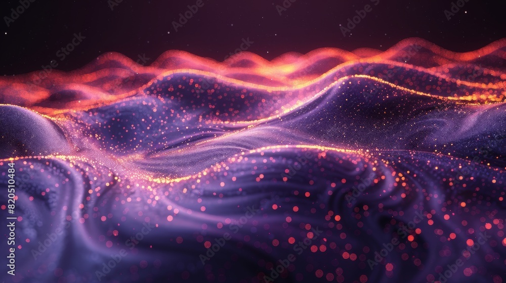 Poster purple lines wave with gradient asymmetrical 3d rendering background generative ai
