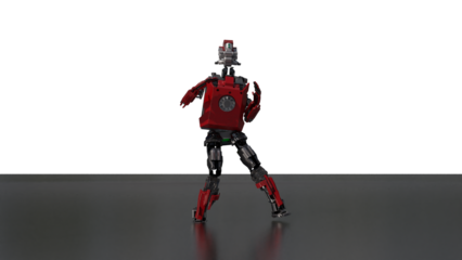 robot dancing transparent background for push on background	3D PNG photo