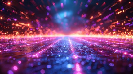 Obraz premium Astral Acceleration: Blue-Purple Light Lines in 3D Space