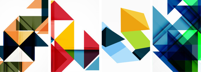 Set of colorful triangle poster cover template backgrounds. Vector illustration For Wallpaper, Banner, Background, Card, Book Illustration, landing page