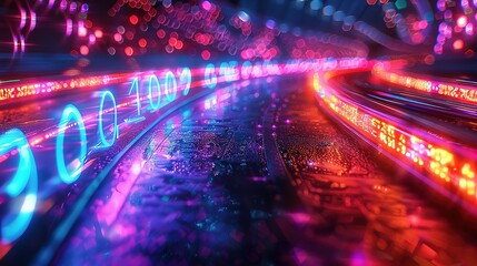 Obraz premium Interstellar Hyperdrive: Warp Speed in Blue-Purple Hues