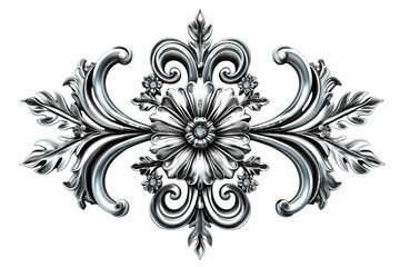 Silver engrave ornament isolated on white background