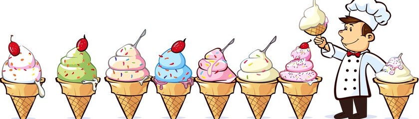 clip art of A chef serving ice cream