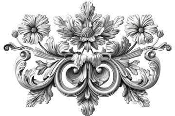 Silver engrave ornament isolated on white background
