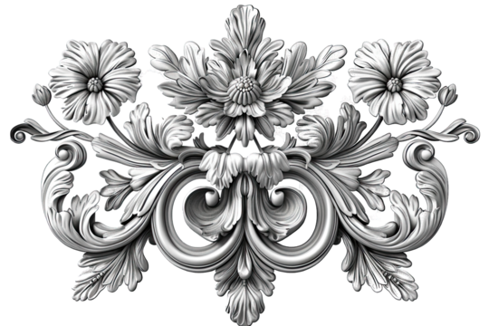 Silver engrave ornament isolated on white background