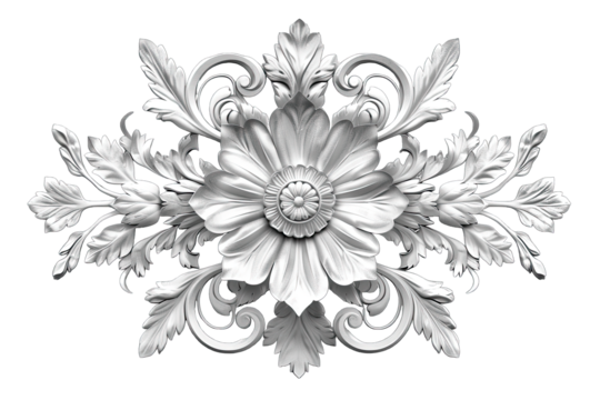 Silver engrave ornament isolated on white background