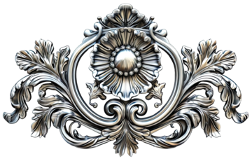 Silver engrave ornament isolated on white background