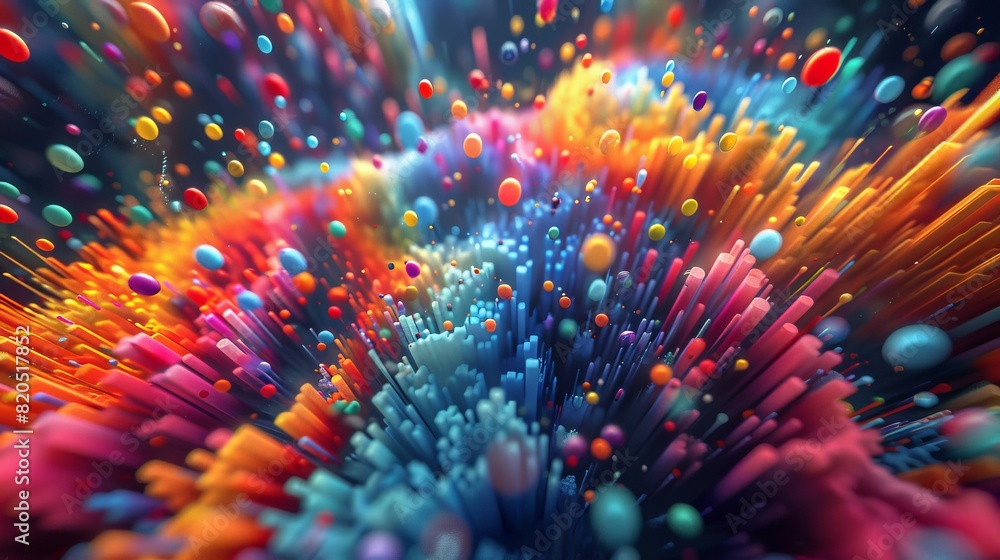 Poster a captivating 3d abstract visualization with a multicolor palette.
