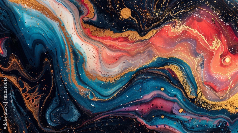 Poster a vibrant and dynamic abstract marble background created using fluid art painting in an alcohol ink 