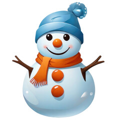 Snowman geometric shapes Cuteness on the snow field in nature isolated. Generative AI