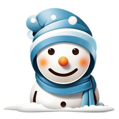 Snowman geometric shapes Cuteness on the snow field in nature isolated. Generative AI