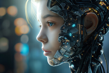 Artificial intelligence in the image of a girl, technologies of the future.