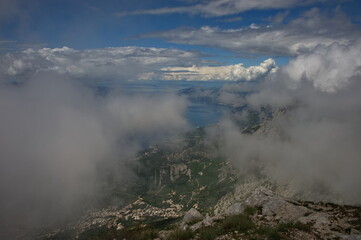 View through the clouds on Biokovo mountain in Croatia