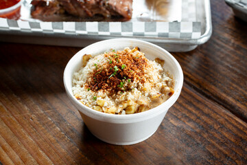 A view of a cup of esquites.