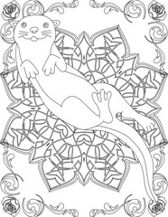 Otter on Mandala Coloring Page. Printable Coloring Worksheet for Adults and Kids. Educational Resources for School and Preschool. Mandala Coloring for Adults