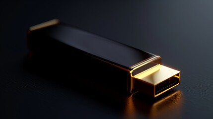 Luxuriously designed flash drive, close-up shot, isolated background, captured with professional studio lighting for a high-end advertising appeal