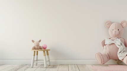 A white wall mockup in a children's room.

