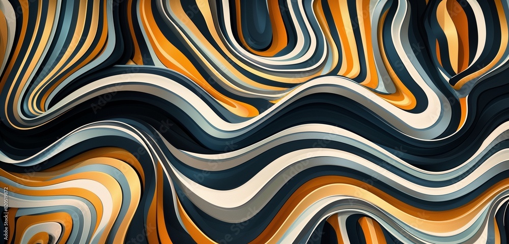 Poster abstract background, geometric striped pattern in undulating waves or curves