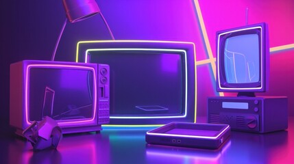 A modern media bundle template featuring a TV, tablet, and smartphone.

