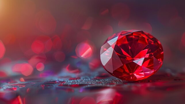A bright red ruby gemstone.

