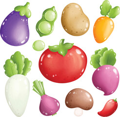 Set of Vegetables Cartoon Clipart