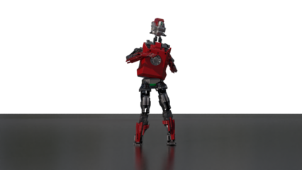 robot dancing transparent background for push on background	3D PNG photo