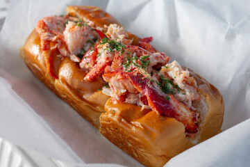 A view of a lobster roll.