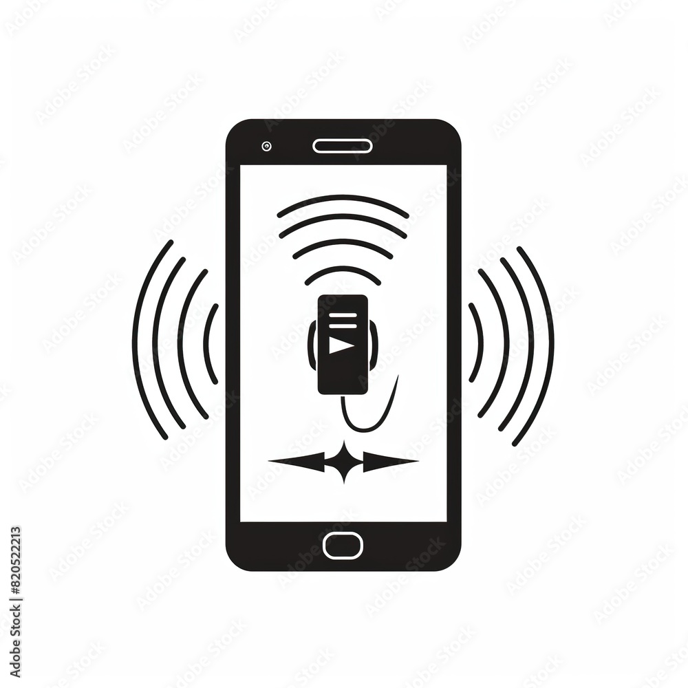 Poster a black cell phone with a round button on the left side