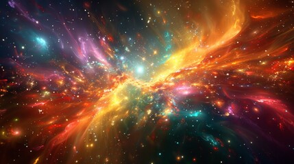 Obraz premium Cosmic Kaleidoscope - Mesmerizing Geometric Patterns and Explosive Colors in Celestial Display