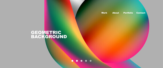 Bright multicolored geometric abstract shapes. Minimal trendy simplicity concept. Modern overlapping forms